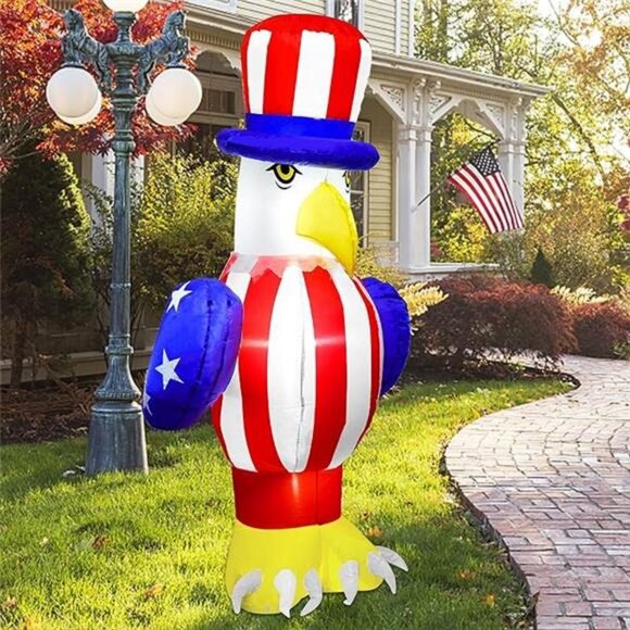 Home 6FT Patriotic Inflatable American Eagle with LED...